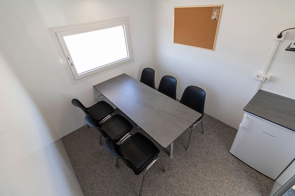 Scanvogn Crew Trailer Interior Eating Area — Portable Building Australia